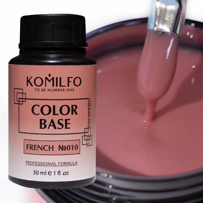 Komilfo Color Base French 010 30ml professional jar of pale peach nude camouflage rubber base