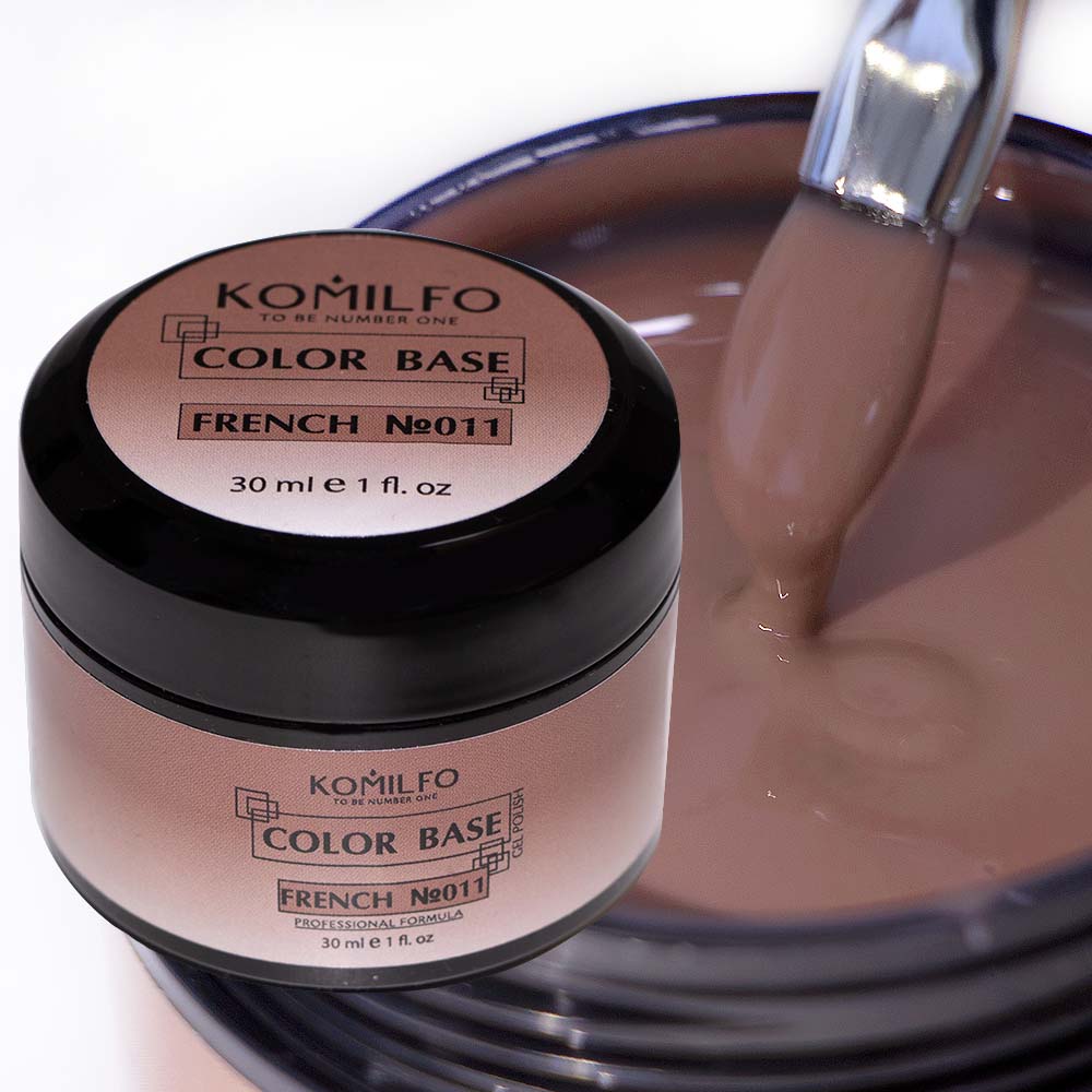 Komilfo Color Base French 011 30ml professional jar of milky cool pink camouflage rubber base