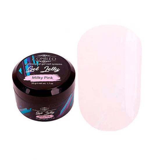 Komilfo Gel Jelly Milky Pink (50g Jar) - Thick Viscosity Opaque Pink Builder Gel for Sculpting & Natural Extensions (Bulk Salon Size)