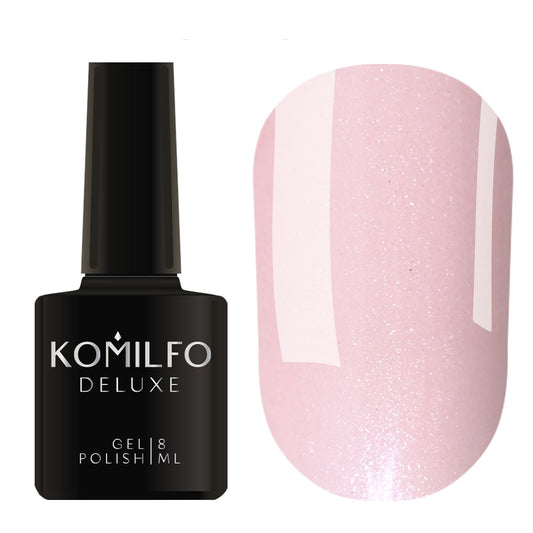 Komilfo Deluxe Gel Polish 8ml D030 Light Pink Beige Shimmer bottle and swatch