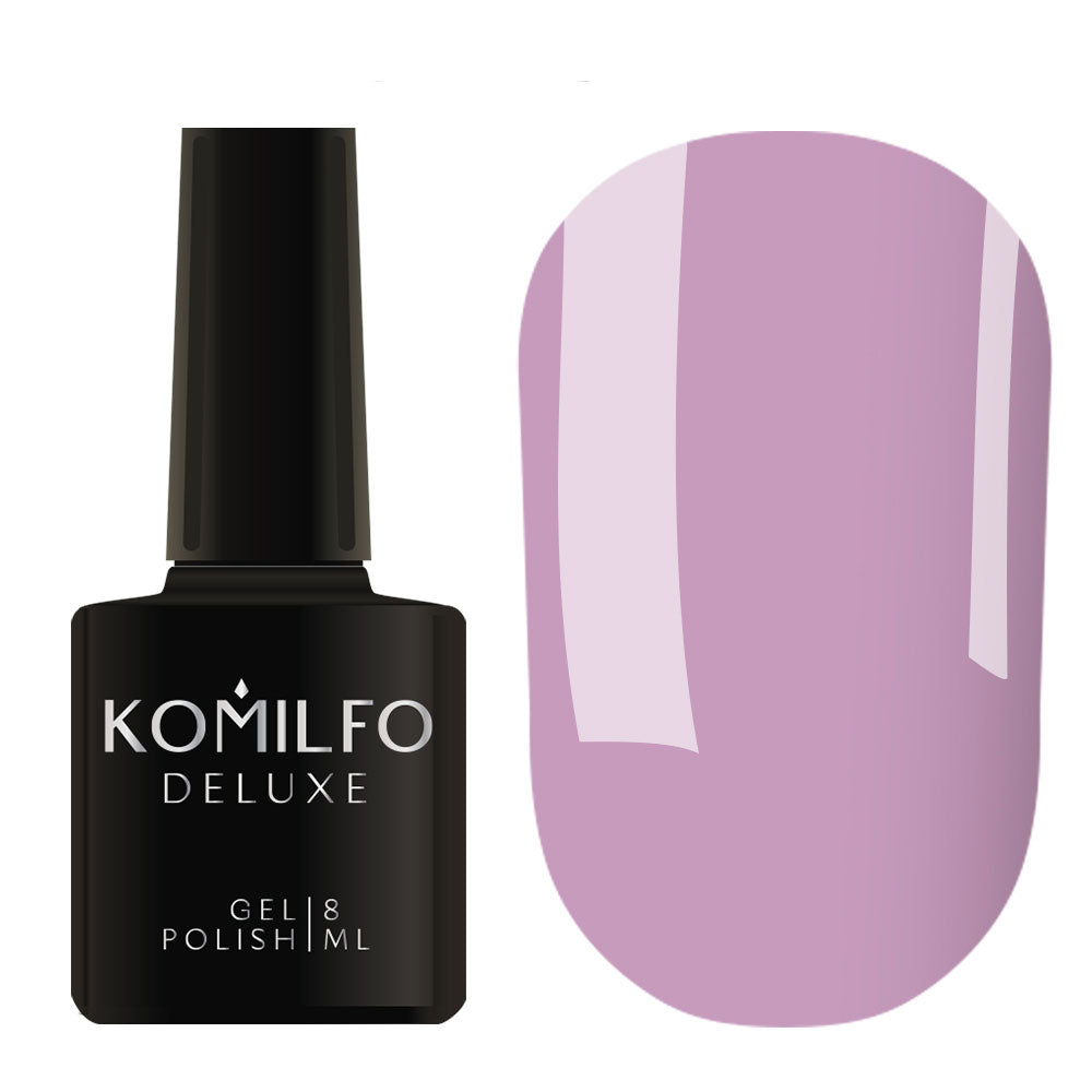 Komilfo Deluxe Gel Polish 8ml D043 Light Lilac Purple Enamel bottle and swatch