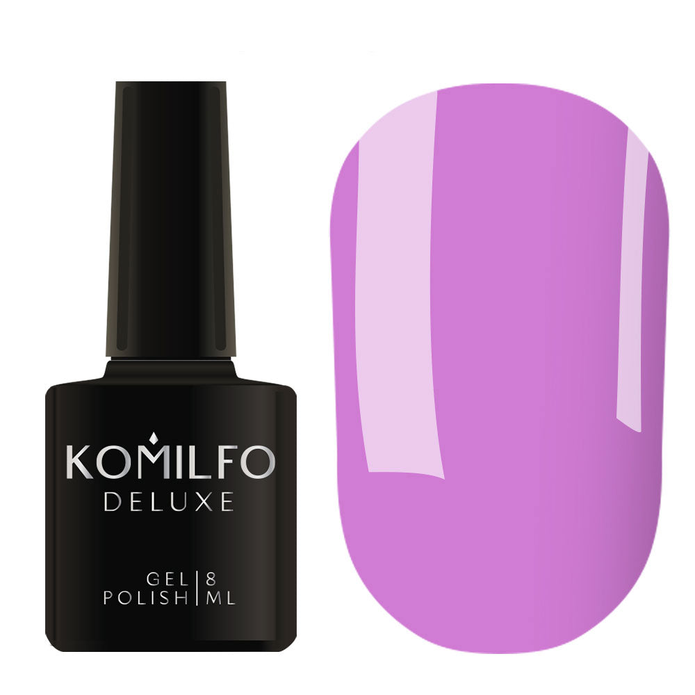 Komilfo Deluxe Gel Polish 8ml D046 Lilac Enamel bottle and swatch