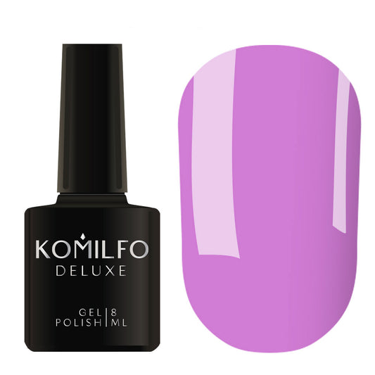 Komilfo Deluxe Gel Polish 8ml D046 Lilac Enamel bottle and swatch