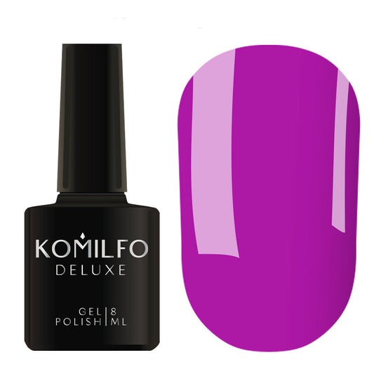 Komilfo Deluxe Gel Polish 8ml D047 Purple Eggplant Enamel bottle and swatch