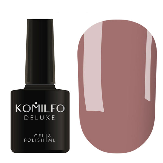 Komilfo Deluxe Gel Polish 8ml D061 Dark Horny Brown Enamel bottle and swatch