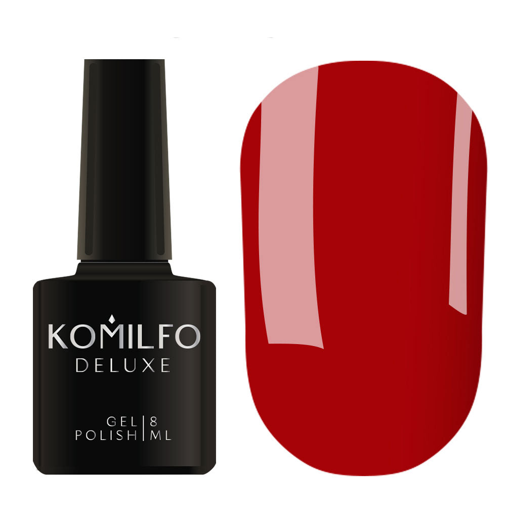 Komilfo Deluxe Gel Polish 8ml D081 Dark Red Enamel bottle and swatch