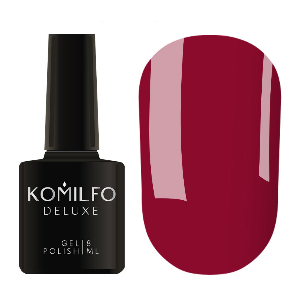 Komilfo Deluxe Gel Polish 8ml D090 Berry Dark Raspberry Enamel bottle and swatch