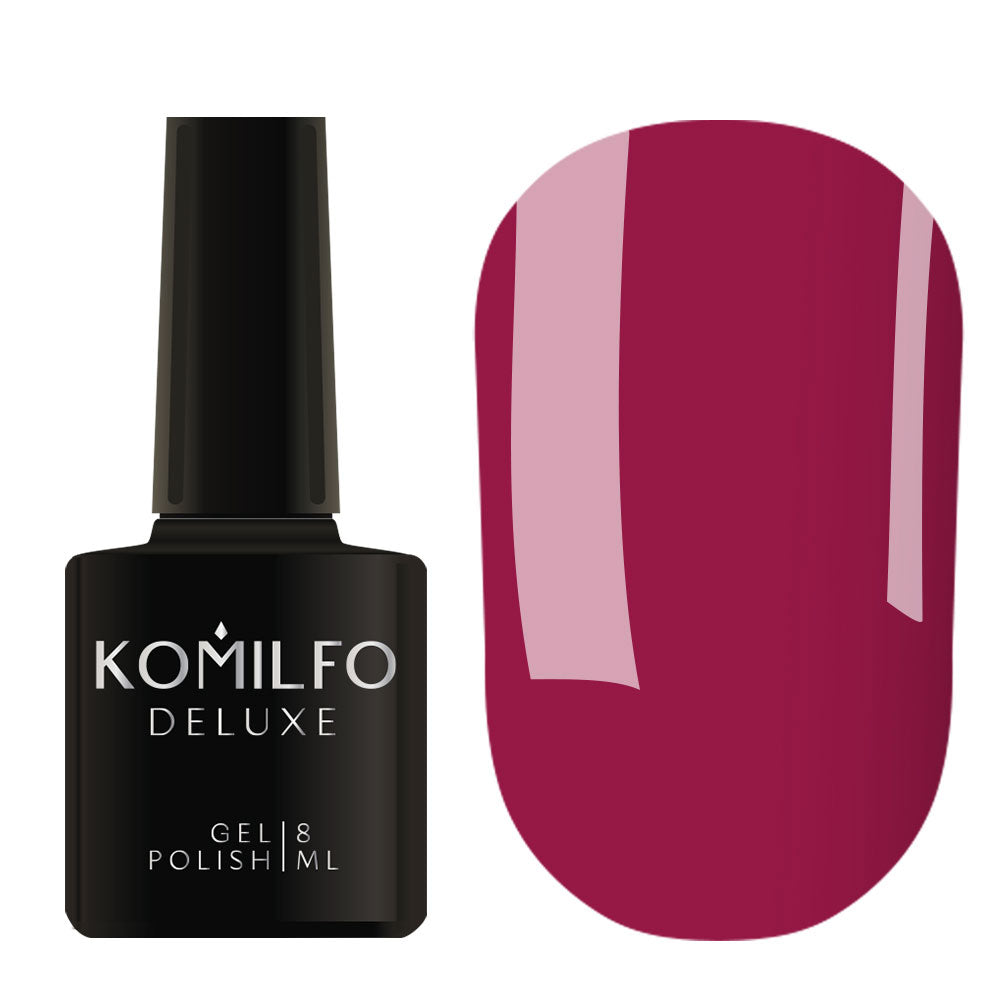 Komilfo Deluxe Gel Polish 8ml D091 Purple-Pink Enamel bottle and swatch