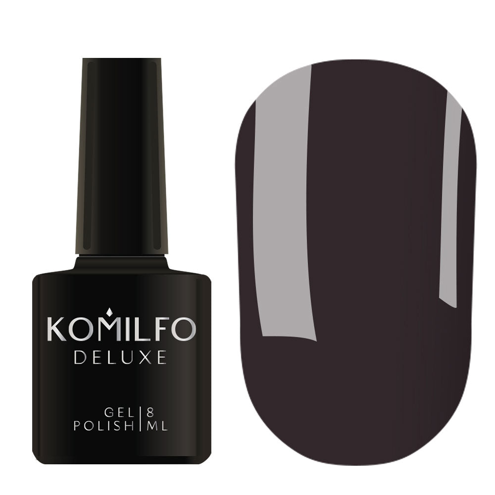 Komilfo Deluxe Gel Polish 8ml D103 Dark Blue-Gray Enamel bottle and swatch