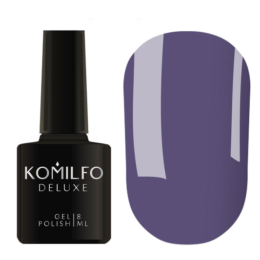 Komilfo Deluxe Gel Polish 8ml D107 Gray-Blue Jeans Enamel bottle and swatch