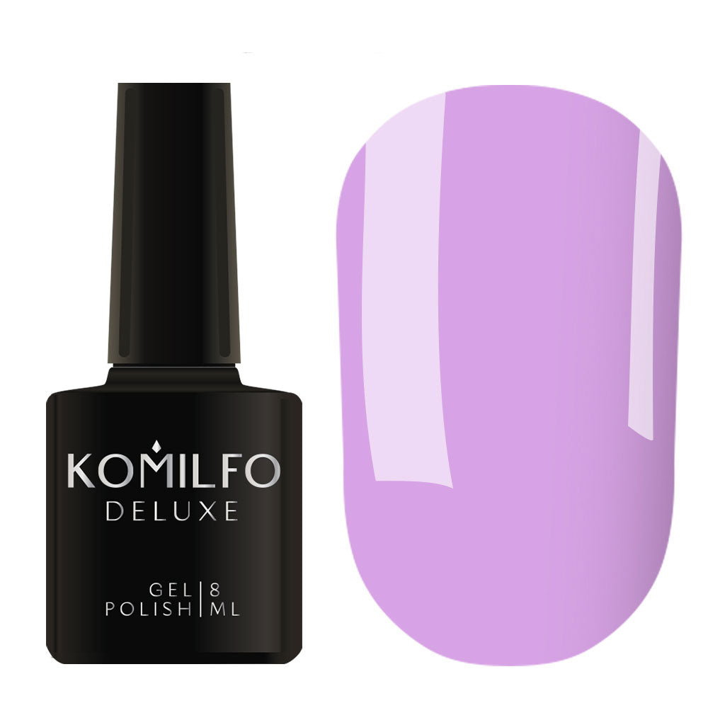 Komilfo Deluxe Gel Polish 8ml D119 Light Purple Enamel bottle and swatch