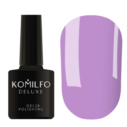 Komilfo Deluxe Gel Polish 8ml D121 Lavender Enamel bottle and swatch
