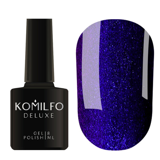 Komilfo Deluxe Gel Polish (D128) 8ml - Blue with Shimmer (Vibrant Purple Glitter)