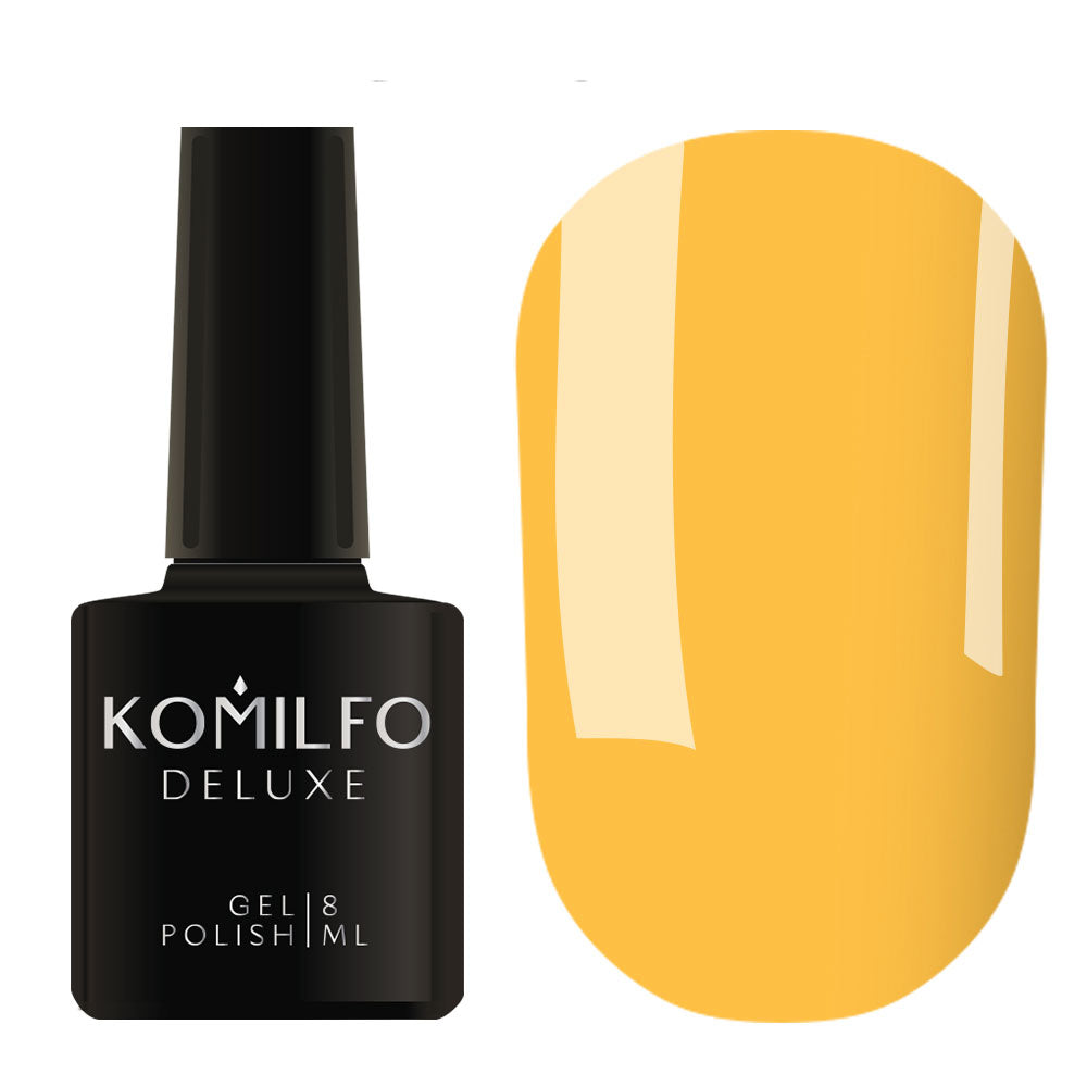 Komilfo Deluxe Gel Polish 8ml D166 Dark Yellow Enamel bottle and swatch