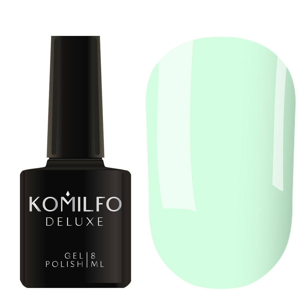 Komilfo Deluxe Gel Polish 8ml D199 Light Mint Enamel bottle and swatch