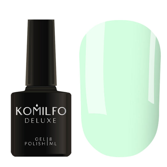 Komilfo Deluxe Gel Polish 8ml D199 Light Mint Enamel bottle and swatch