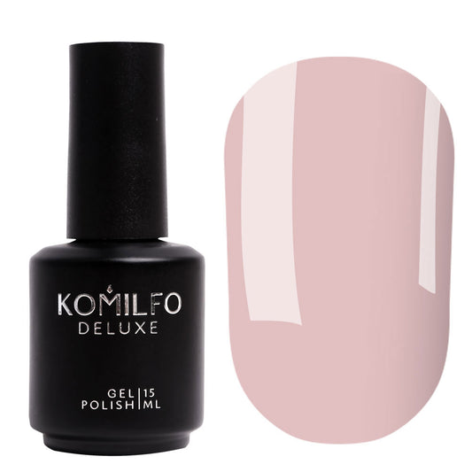 Komilfo Deluxe Gel Polish 15ml D200 French Collection Dusty Pink Translucent bottle and swatch