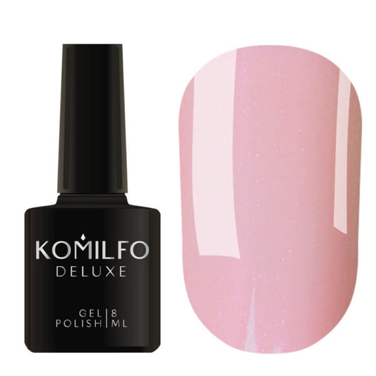 Komilfo Deluxe Gel Polish 8ml D202 French Collection Light Pale Pink Shimmer bottle and swatch