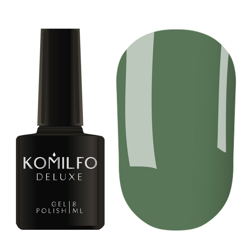 Komilfo Deluxe Gel Polish 8ml D218 Muted Greenish-Turquoise Enamel bottle and swatch