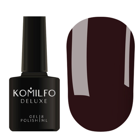 Komilfo Deluxe Gel Polish 8ml D229 Maroon Enamel bottle and swatch