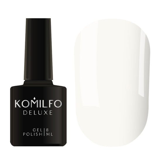 Komilfo Deluxe Gel Polish 8ml D289 Moonbeam Whitish Gray Enamel bottle and swatch
