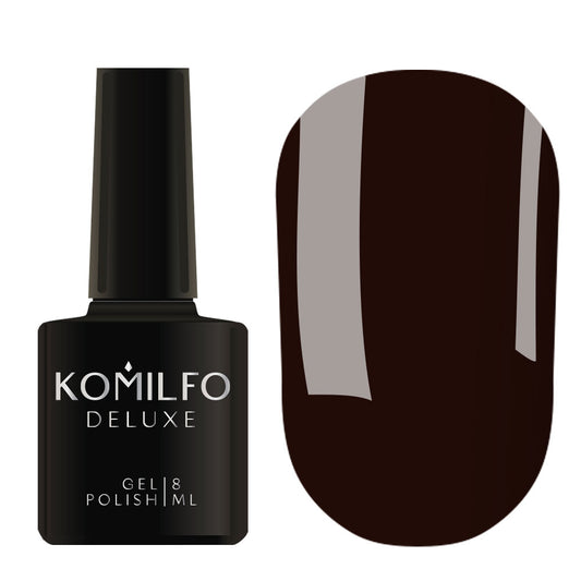 Komilfo Deluxe Gel Polish 8ml D298 Dark Brown Enamel bottle and swatch
