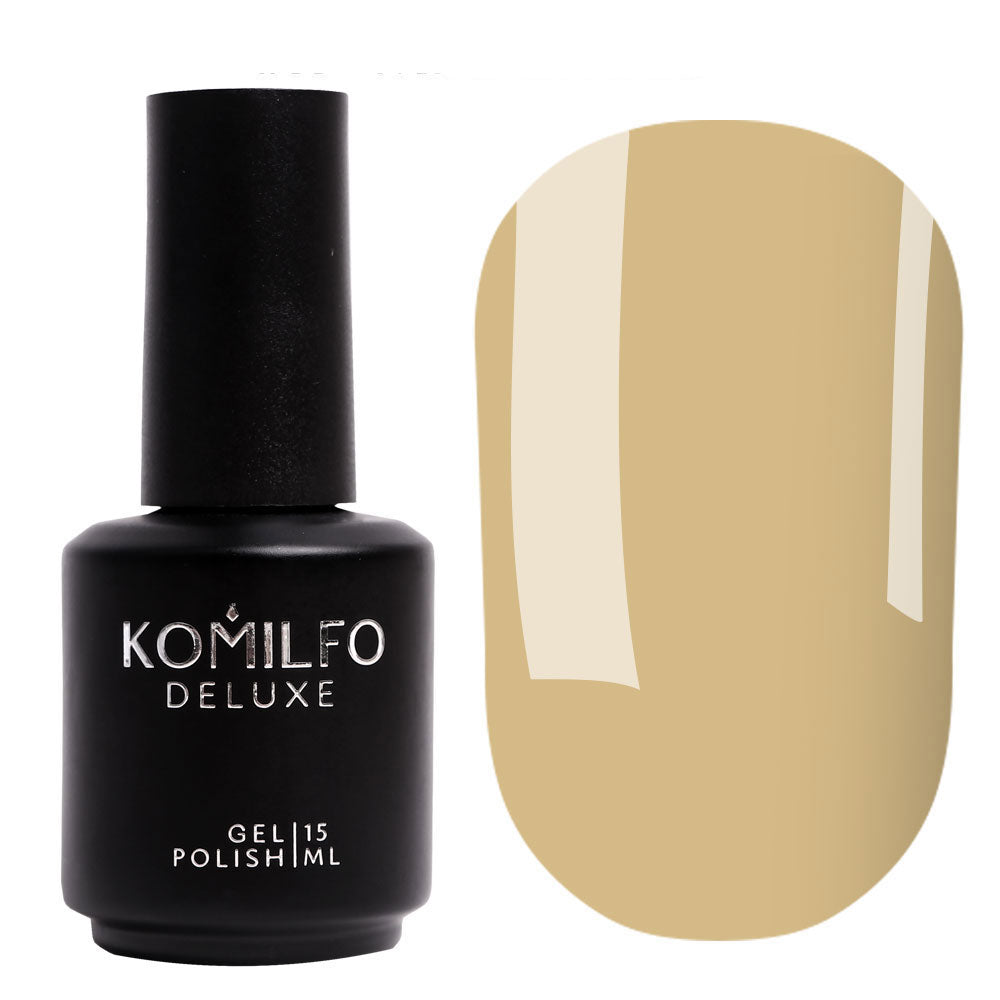 Komilfo Deluxe Gel Polish 15ml D306 Dusk Collection Sand Enamel bottle and swatch