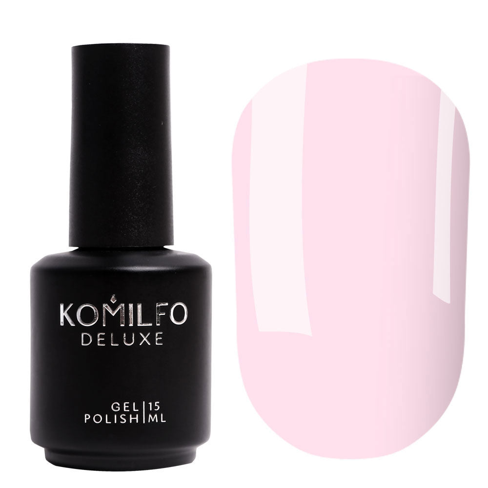 Komilfo Deluxe Gel Polish 15ml F002 Pale Pink Enamel bottle and swatch (French Manicure Base)