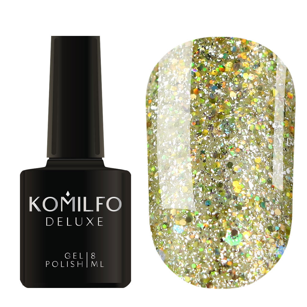 Komilfo Glow Attack Gel Polish (G002) 8ml - Gold Holographic Glitter