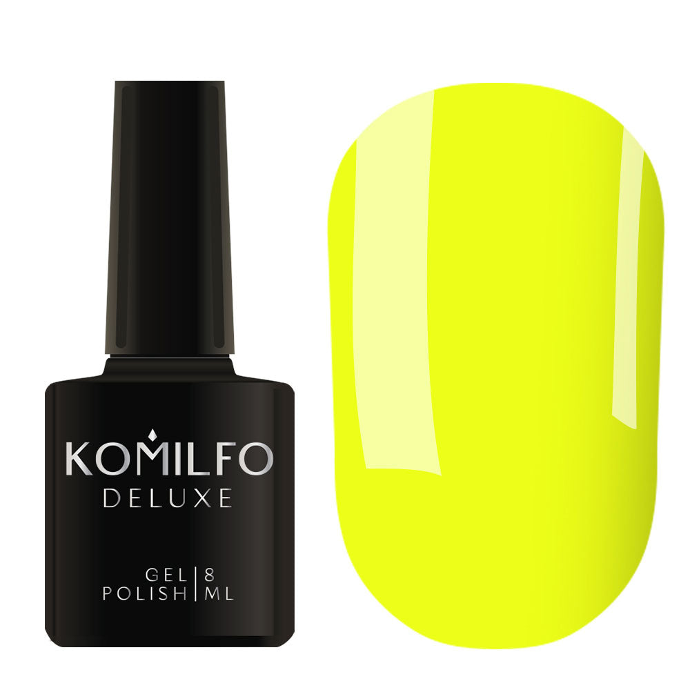 Komilfo Deluxe Gel Polish 8ml N006 Neon Series Neon Yellow bottle and swatch