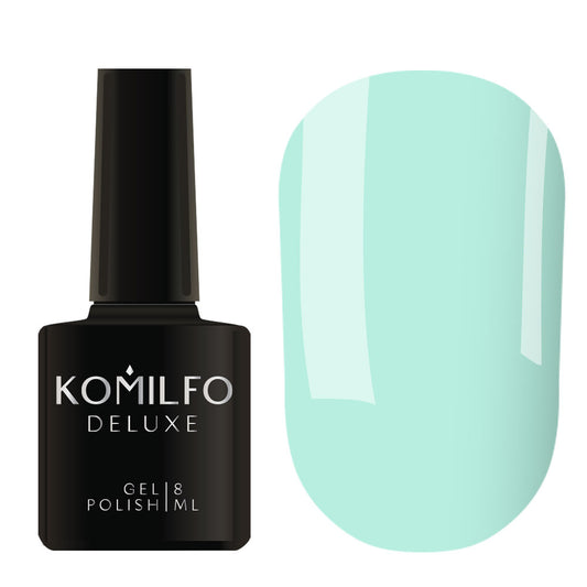 Komilfo Deluxe Gel Polish 8ml M006 Macarons Pastel Turquoise Enamel bottle and swatch