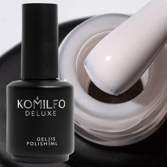 Komilfo Color French Base Skin 021, 15 ml bottle. A soft porcelain milky-nude camouflage rubber base for professional French manicures and natural strengthening.