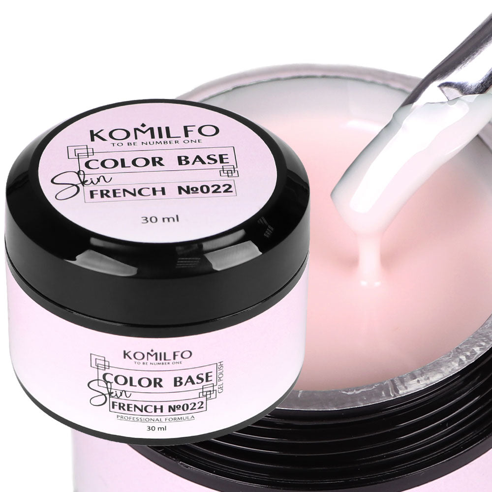 Komilfo Color Base French Skin 022 30ml professional jar of natural rosy pink nude camouflage rubber base, without brush