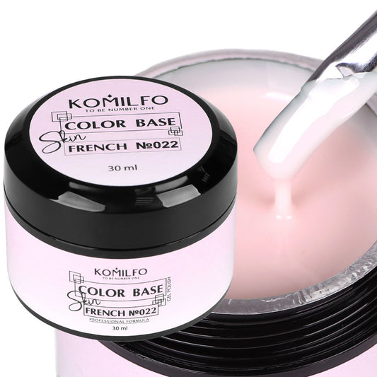 Komilfo Color Base French Skin 022 30ml professional jar of natural rosy pink nude camouflage rubber base, without brush