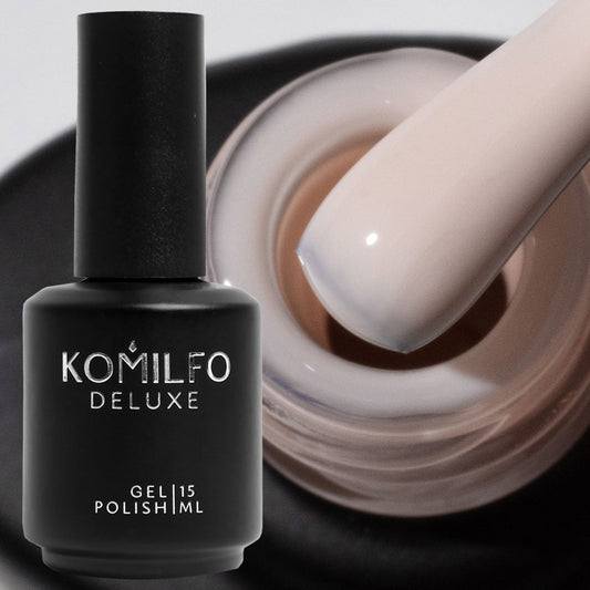 Komilfo Color French Base Skin 023, 15 ml bottle. A soft peach-nude camouflage rubber base for professional French manicures and natural nail strengthening.