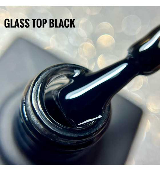 KARO Glass Top Black 10ml. Translucent smoky black high-gloss top coat for jelly effects and moody nail designs.